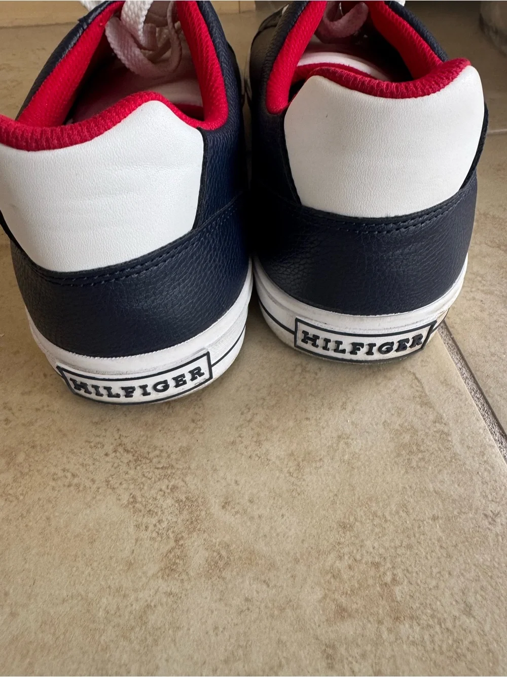 Tommy Hilfiger Navy Sneakers with Red Interior and White Laces